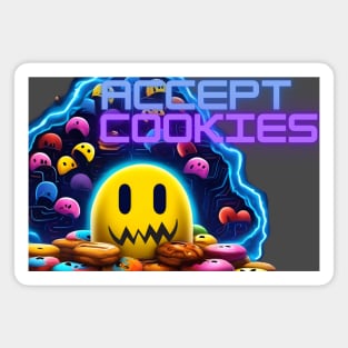 PAC-MAN inspired cookies eating smile - accept cookies? Magnet